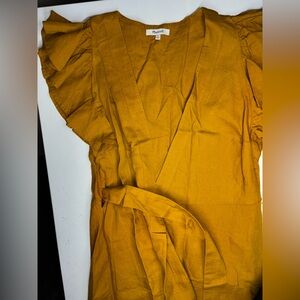 Madewell Mustard Ruffle Wrap dress